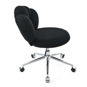English Elm 360°swivel Teddy Fabric Home Office Chair with Ergonomic Arc Back and Adjustable Seat Black W680P143502
