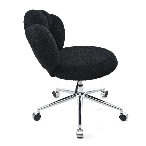 English Elm 360°swivel Teddy Fabric Home Office Chair with Ergonomic Arc Back and Adjustable Seat Black W680P143502