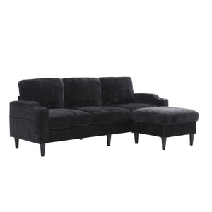 English Elm United We Win Chenille Sectional Sofa with Storage Ottoman and Dual Cup Holders W1568142742