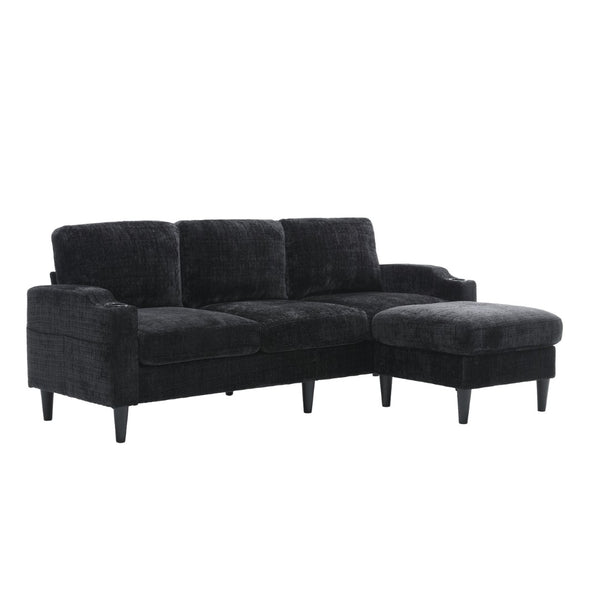 English Elm United We Win Chenille Sectional Sofa with Storage Ottoman and Dual Cup Holders W1568142742