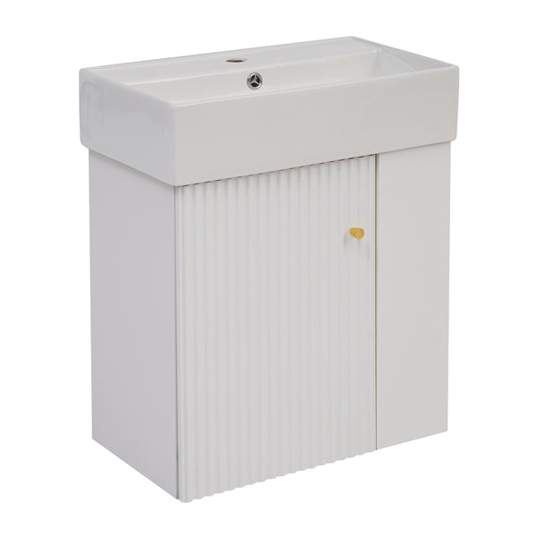 English Elm 21.6" White Ceramic Bathroom Vanity Sink — Compact 25.2x16.5x9.45 in, stain & heat resistant, eco-friendly elegance WF297780AAA