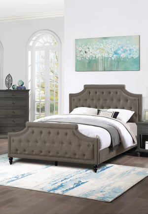 English Elm Modern Tufted Polyfiber Queen Bed Frame with Button Headboard and Footboard, Elegant American Traditional Design Brown 48 L x 5 W x 68 H B011S00691