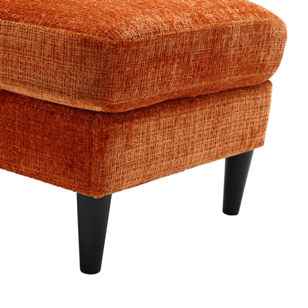 English Elm United We Win Chenille Three Seat Sectional Sofa with Storage Ottoman and Cup Holders Orange W1568142740
