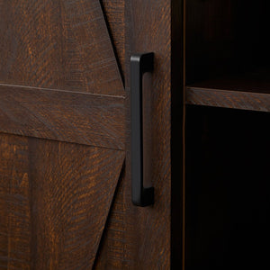 English Elm Tall Rustic Barn Door Storage Cabinet with Open & Hidden Shelves, Quality Hardware, Farmhouse Charm Espresso W2275P149118