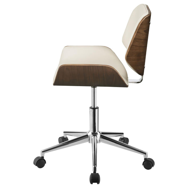 English Elm Ecru Modern Swivel Office Chair with Walnut & Chrome Finish, Leatherette Seat, Adjustable Height and Foam Comfort B062P153784
