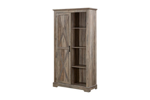 English Elm Tall Rustic Barn Door Storage Cabinet with Open & Hidden Shelves, Quality Hardware, Farmhouse Charm Gray Wash W2275P149117