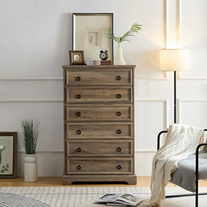 English Elm Modern 6-Drawer Dresser – Stylish Storage Solution For Bedroom & Hallway With Smooth-Glide Drawers W2275P149120