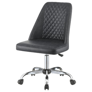 English Elm Grey Leatherette Office Chair with Diamond Stitching, Adjustable Height, Chrome Base & Casters for Ergonomic Comfort B062P153789