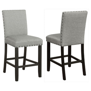 English Elm Grey and Antique Noir Upholstered Counter Height Stools (Set Of 2)