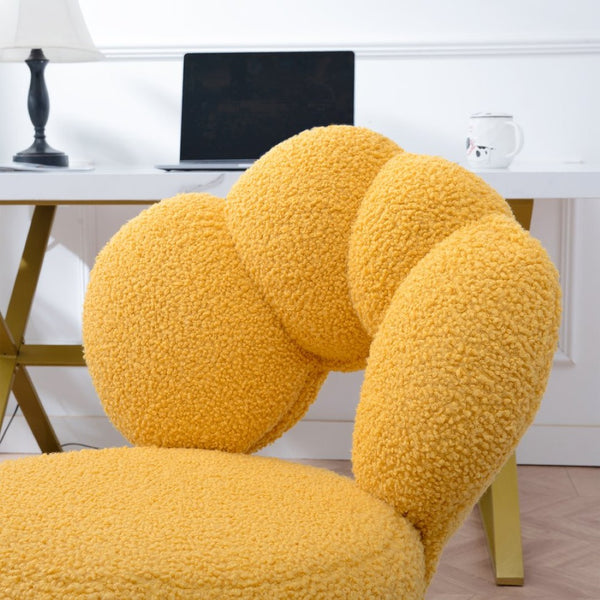 English Elm 360°swivel Teddy Fabric Home Office Chair with Ergonomic Arc Back and Adjustable Seat Yellow W680P143491