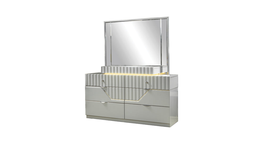 English Elm Modern Da Vinci 6-Drawer Dresser with Jewelry Top, LED Lighting, Solid Wood, Sleek Contemporary Design B009P155260