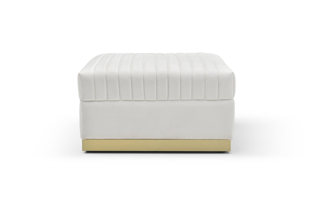 English Elm Contemporary Velvet Channel Tufted Oversized Ottoman — Modern Upholstered Footrest for Living Space Beige W1117P147305