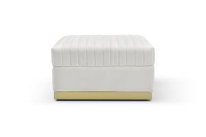 English Elm Contemporary Velvet Channel Tufted Oversized Ottoman — Modern Upholstered Footrest for Living Space Beige W1117P147305