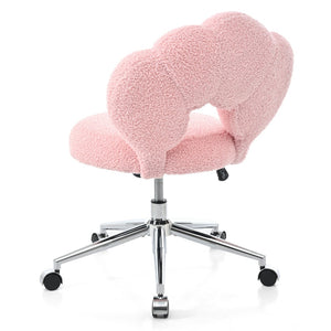 English Elm 360°swivel Teddy Fabric Home Office Chair with Ergonomic Arc Back and Adjustable Seat Pink W680P143449