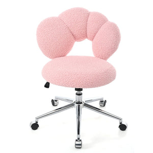 English Elm 360°swivel Teddy Fabric Home Office Chair with Ergonomic Arc Back and Adjustable Seat Pink W680P143449