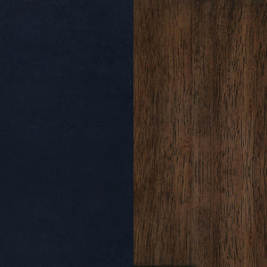 English Elm Dark Blue Vintage Mid-Century Accent Chair with Walnut Arms & Tapered Legs, Plush Upholstery B062P153760