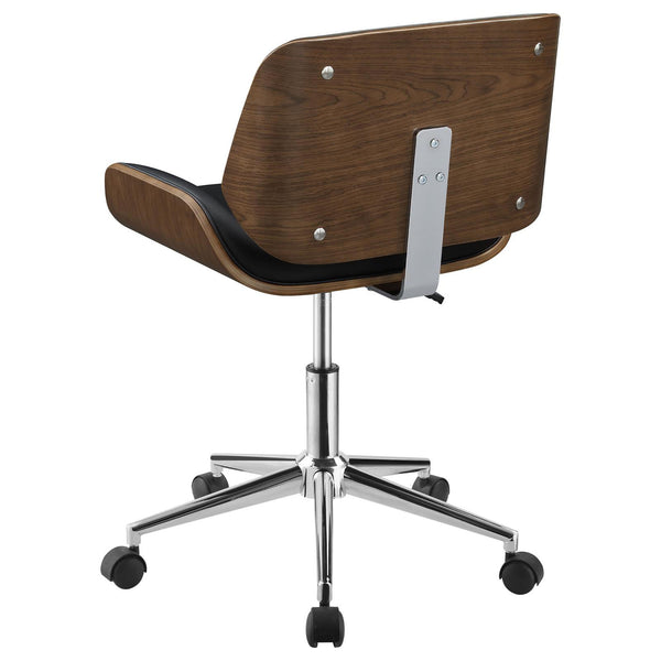 English Elm Black Walnut Swivel Office Chair with Chrome Base, Leatherette Upholstery, Adjustable Height Comfort Stylish Home Seating B062P153788