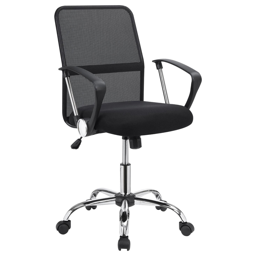 English Elm Black Mesh Swivel Office Chair with Chrome Arms and Casters — Ergonomic Height, Tilt Lock, Sleek Support B062P153790