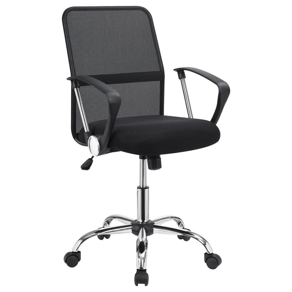 English Elm Black Mesh Swivel Office Chair with Chrome Arms and Casters — Ergonomic Height, Tilt Lock, Sleek Support B062P153790