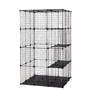 English Elm 3-tier Iron Mesh Cat Enclosure Large Indoor Outdoor Kennel with Ramps and Lockable Doors W2181P155328