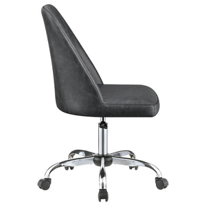 English Elm Grey Leatherette Office Chair with Diamond Stitching, Adjustable Height, Chrome Base & Casters for Ergonomic Comfort B062P153789