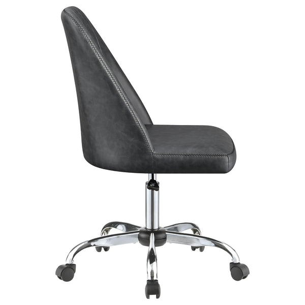 English Elm Grey Leatherette Office Chair with Diamond Stitching, Adjustable Height, Chrome Base & Casters for Ergonomic Comfort B062P153789