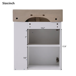 English Elm 21.6inch Modern Floating Bathroom Vanity with Ceramic Basin, Wave Door, Rose Gold Handle, Right Side Storage and Soft-Close Design WF318757AAK