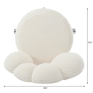 English Elm 360°swivel Teddy Fabric Home Office Chair with Ergonomic Arc Back and Adjustable Seat White W680P143486