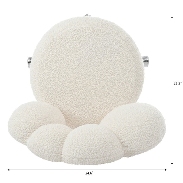 English Elm 360°swivel Teddy Fabric Home Office Chair with Ergonomic Arc Back and Adjustable Seat White W680P143486