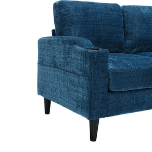 English Elm United We Win Chenille Sectional Sofa with Storage Ottoman and Dual Cup Holders Teal W1568142739