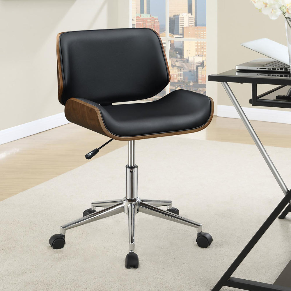 English Elm Black Walnut Swivel Office Chair with Chrome Base, Leatherette Upholstery, Adjustable Height Comfort Stylish Home Seating B062P153788