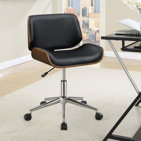 English Elm Black Walnut Swivel Office Chair with Chrome Base, Leatherette Upholstery, Adjustable Height Comfort Stylish Home Seating B062P153788