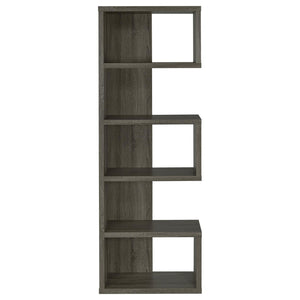 English Elm Weathered Weathered Grey 5-Tier Playful Bookcase with Ample Shelves, Contemporary Rustic Display Piece B062P153764