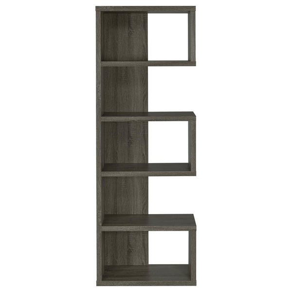 English Elm Weathered Weathered Grey 5-Tier Playful Bookcase with Ample Shelves, Contemporary Rustic Display Piece B062P153764