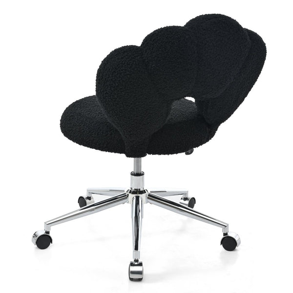English Elm 360°swivel Teddy Fabric Home Office Chair with Ergonomic Arc Back and Adjustable Seat Black W680P143502
