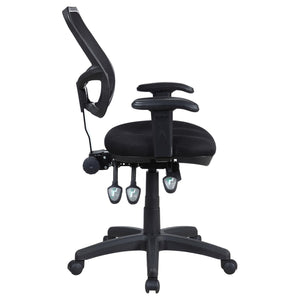 English Elm Black Bonded Leather Swivel Office Chair with Mesh Back, Adjustable Height Tilt & Armrests for Comfort B062P153787