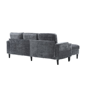 English Elm United We Win Chenille Three Seat Sectional Sofa with Storage Ottoman and Cup Holders Grey W1568142738