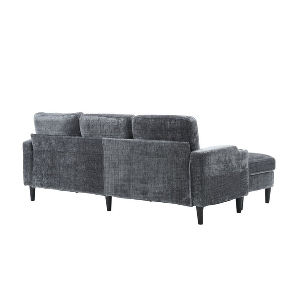 English Elm United We Win Chenille Three Seat Sectional Sofa with Storage Ottoman and Cup Holders Grey W1568142738