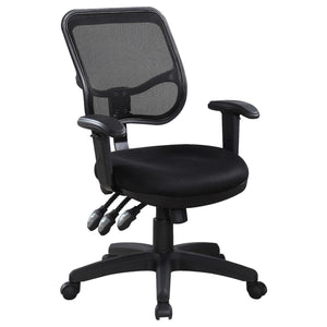 English Elm Black Bonded Leather Swivel Office Chair with Mesh Back, Adjustable Height Tilt & Armrests for Comfort B062P153787