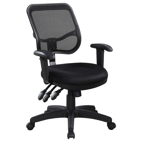 English Elm Black Bonded Leather Swivel Office Chair with Mesh Back, Adjustable Height Tilt & Armrests for Comfort B062P153787