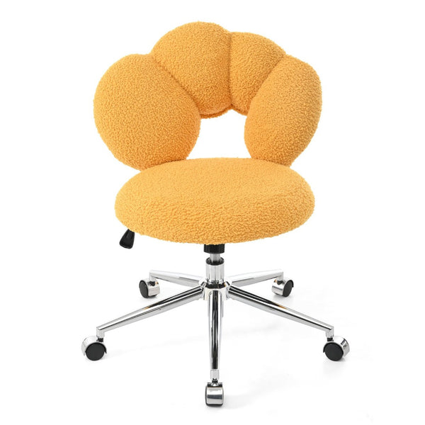 English Elm 360°swivel Teddy Fabric Home Office Chair with Ergonomic Arc Back and Adjustable Seat Yellow W680P143491