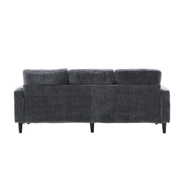 English Elm United We Win Chenille Three Seat Sectional Sofa with Storage Ottoman and Cup Holders Grey W1568142738