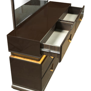 English Elm Modern 6-Drawer Dresser With Integrated Led Lighting – Stylish Brown Wood Storage Solution For Bedrooms B009P155280