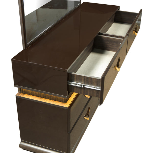 English Elm Modern 6-Drawer Dresser With Integrated Led Lighting – Stylish Brown Wood Storage Solution For Bedrooms B009P155280