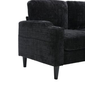 English Elm United We Win Chenille Sectional Sofa with Storage Ottoman and Dual Cup Holders W1568142742