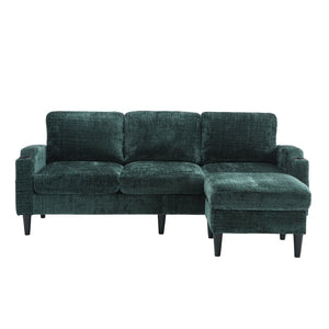 English Elm United We Win Chenille Sectional Sofa with Storage Ottoman and Dual Cup Holders Emerald W1568142741