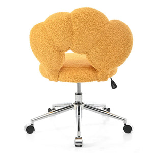 English Elm 360°swivel Teddy Fabric Home Office Chair with Ergonomic Arc Back and Adjustable Seat Yellow W680P143491