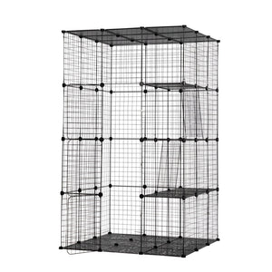 English Elm 3-tier Iron Mesh Cat Enclosure Large Indoor Outdoor Kennel with Ramps and Lockable Doors W2181P155328