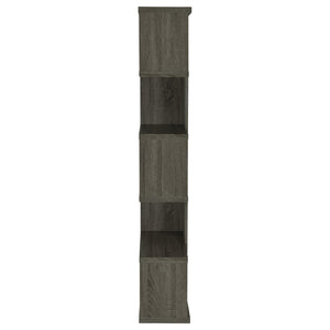 English Elm Weathered Weathered Grey 5-Tier Playful Bookcase with Ample Shelves, Contemporary Rustic Display Piece B062P153764