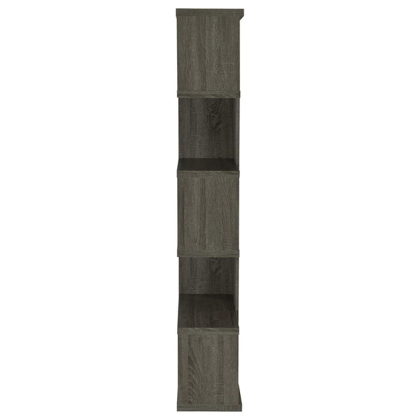 English Elm Weathered Weathered Grey 5-Tier Playful Bookcase with Ample Shelves, Contemporary Rustic Display Piece B062P153764